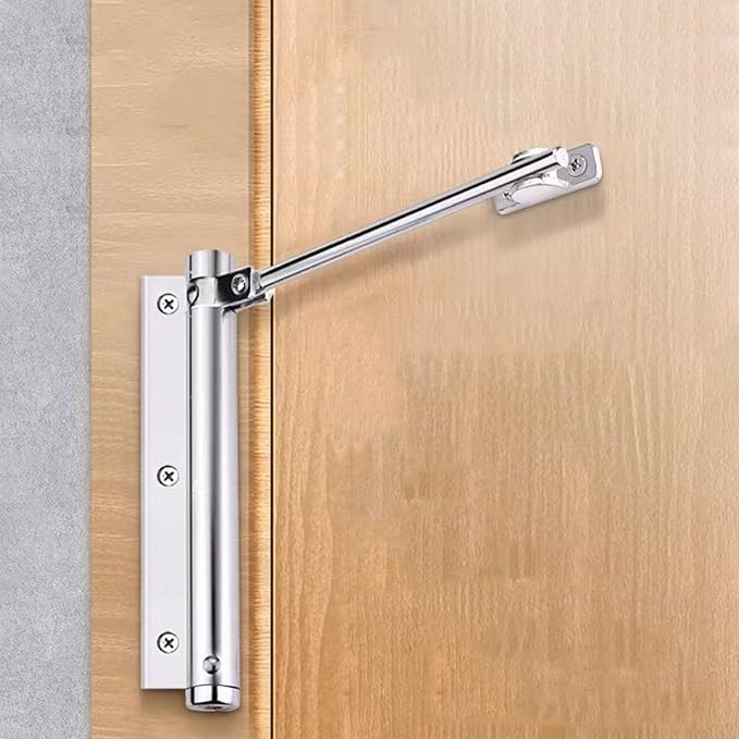 ZENG 2-Pack Adjustable Spring Door Closer - 304 Stainless Steel Surface Mounted Automatic Closer for Residential/Commercial Doors (20-40kg, 175° Max, Silver)