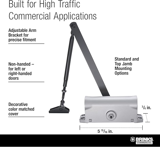 Heavy Duty Residential Door Closer UL Listed, White (Matte Black)