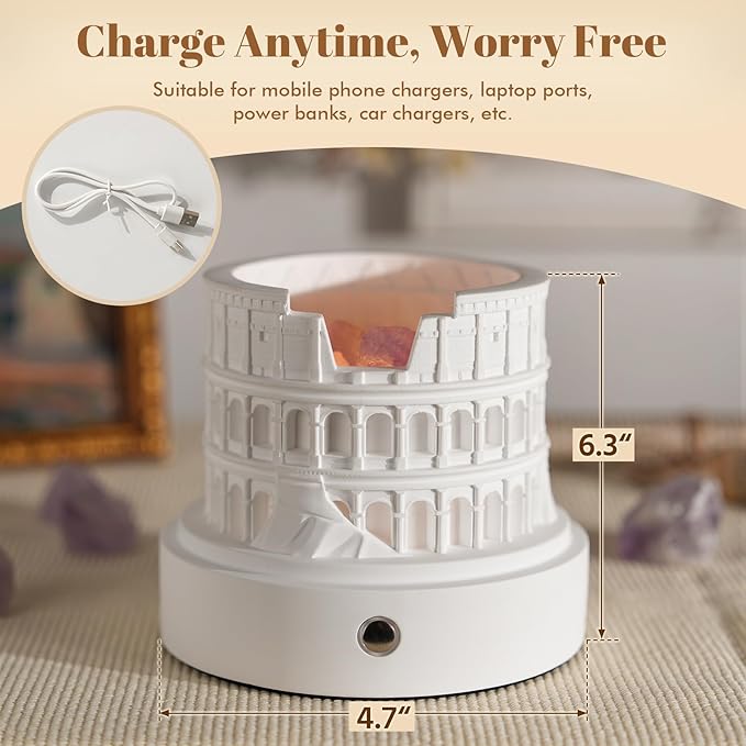 Colosseum Night Light & Essential Oil Diffuser – Roman Architecture Decorative Lamp with Warm LED Glow, Cordless Rechargeable Accent Light for Bedroom, Living Room, Meditation & Spiritual Décor