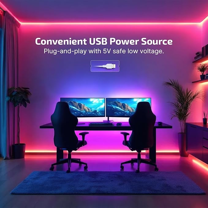OLIGHT Ostrip 16.4ft RGB LED Strip Light, Smart App Control, Music Sync, DIY Color Modes, for Bedroom, Gaming, TV, Home Decor (Pack of 2)