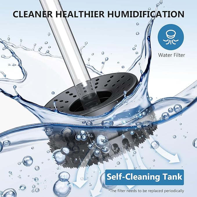 Humidifiers for Bedroom Large Room with 7L/1.85Gal Large Humidifier, Smart App & Remote Control, 4 Mist Levels Large Room Humidifiers for Home Midnight