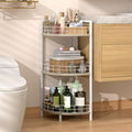 DAOUTIME Bathroom Standing Shelf, 3 Tier Free-Standing Shelf Units, Open Floor Shelves, Triangular Curved Corner Shelf Stand for Small Space, Ideal for Bathroom,Kitchen,Vanity Storage and Organizer