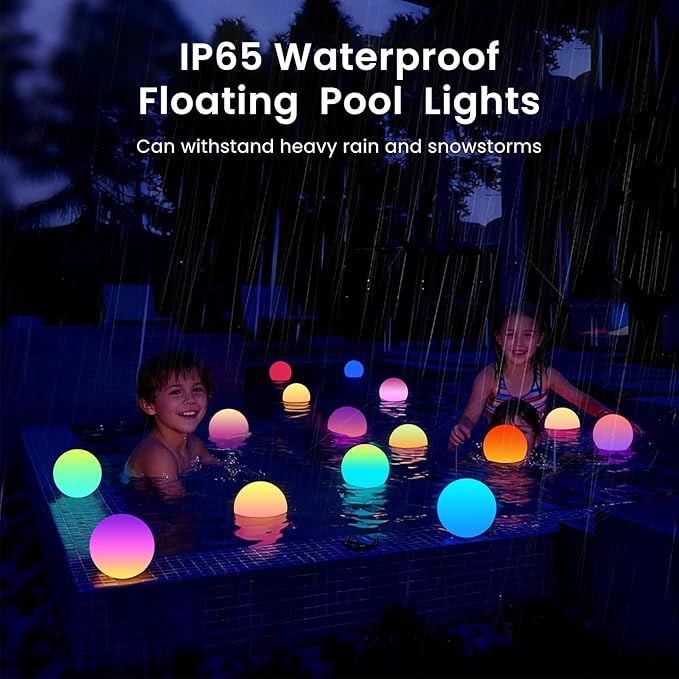 LOFTEK LED Ball Light, 3-inch Rechargeable Globe Lights, Color-Changing Ball Lamp with Remote, Waterproof Orb Light, Smart Sphere Night Light for Home Bedroom Pool Decor, Mood Light, Gift, 2 Pack