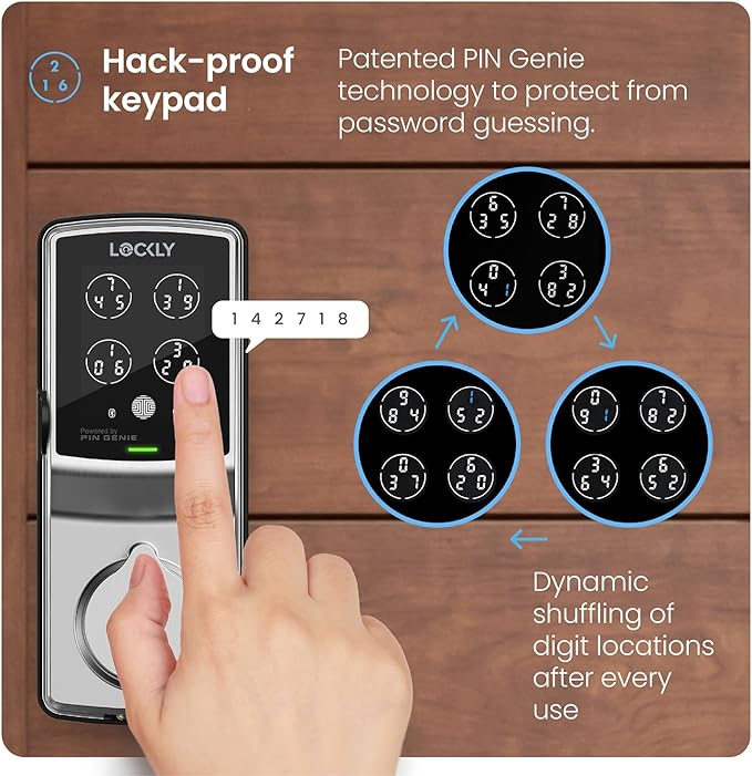 Lockly Secure Pro Wi-Fi Smart Door Lock, Keyless Entry with PIN Genie® Digital Keypad, 3D Biometric Fingerprint Sensor Front Door Lock Deadbolt, Voice Control & Auto Lock - Left Fingerprint Edition