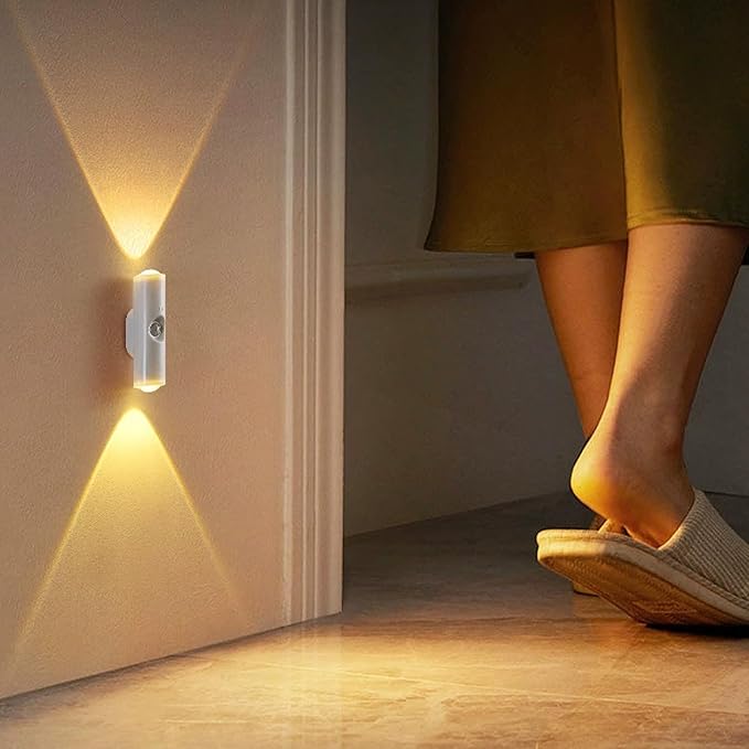 Rechargeable Smart LED Motion Sensor Ambient Light, Punch-Free Color Changing Motion Sensor Light for Stairs, Wardrobe, Cabinet (6Pcs,White, 7-Color Changing)