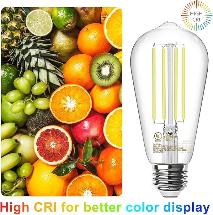 TJOY 20 Pack E26 Base Vintage LED Edison Light Bulbs, 60W Equivalent, Dimmable, 5000K Daylight White, 8W ST58 LED Filament Bulbs, 800Lumens, CRI80+, Antique Glass Style for Home, Bedroom, Farmhouse