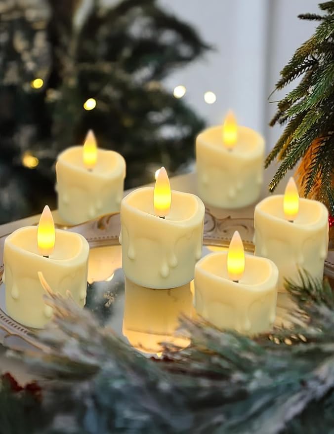 Rechargeable Flameless LED Candles with Timer Remote - 1.5'' x 2'' Flickering Tea Lights Candles for Valentines, Wedding, Party and Holiday Decor,Set of 12(Charging Cable Included)