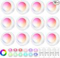 LED Puck Lights with Remote Control, Wireless Under Cabinet Lighting,Color Changing Lights with Dimmer and Timer, AAA Battery Operated Powered Push Night Lights (12 Pack White)