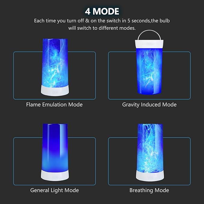 4X LED Flame Effect Light , USB Rechargeable 4 Modes Flickering Flame Candle Lantern with Remote Timer Gravity Sensing Effect Magnetic Base Waterproof Dimmable Outdoor Hanging Lamps Camping