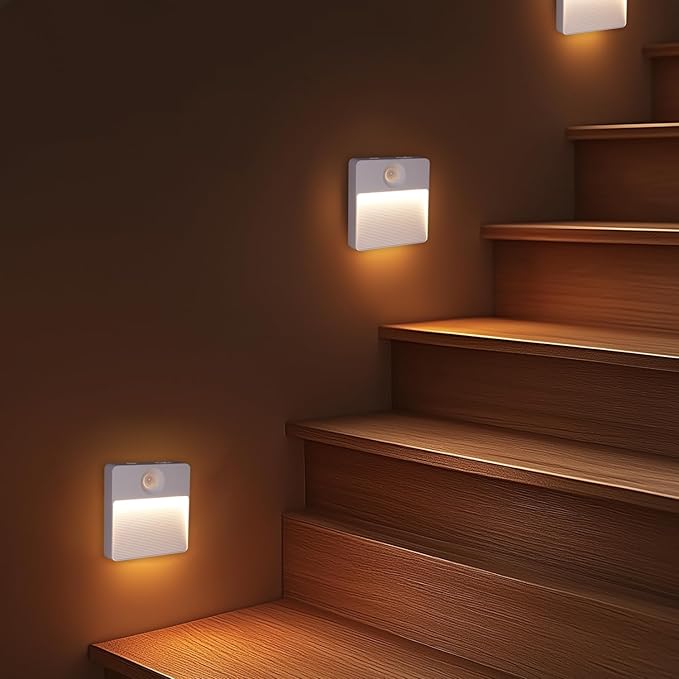 DAMI Rechargeable Motion Sensor Night Light Indoor, 2 Pack - Dimmable LED Closet Lights with 3 Color Temperatures, Magnetic Stick-On Wireless Under Cabinet Lighting for Hallway, Stairs, Kitchen