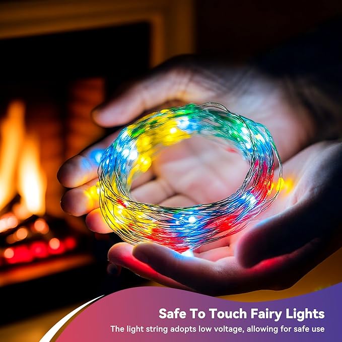 LitHome 6 Pack Multicolor Fairy Lights Battery Operated, 20 FT 60 LED Twinkle Lights Battery Operated 2 Modes, Waterproof Led Fairy String Light for Indoor Outdoor Christmas Wedding Bedroom Decor