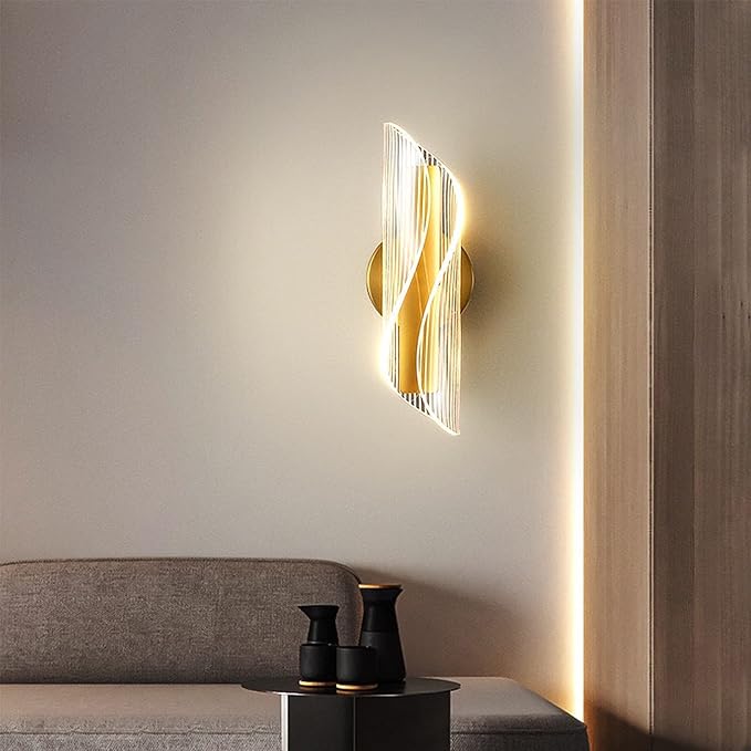 Chrasy 10W Indoor LED Wall Light Spiral Flow Shape Wall Sconce 3 Color Temp Adjustable, Acrylic Wall Lamp Illumination Wall Lighting Fixture for Living Room Bedroom Stair Restaurant Hallway Office