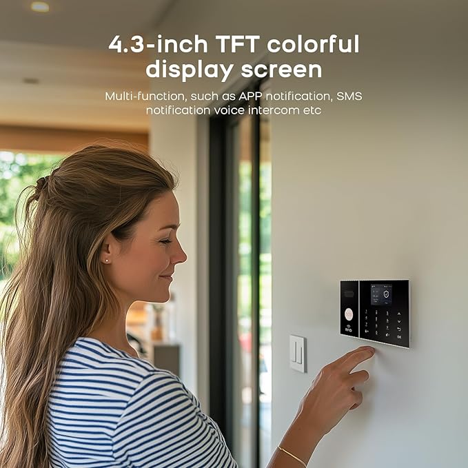 PGST WiFi Alarm System for Home Security,DIY Door Alarm Sensors,Tuya App Remote Control,Compatible with Alexa&Google for Villa,Apartment,Cabage,No Contract Fee