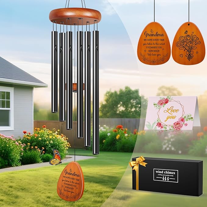 Gifts for Grandma Women, Wind Chimes for Outside 26" Inches, Winzwon Memorial Sympathy Wind Chimes, Garden Patio Balcony Yard Decor, House Warming Gifts for New Home