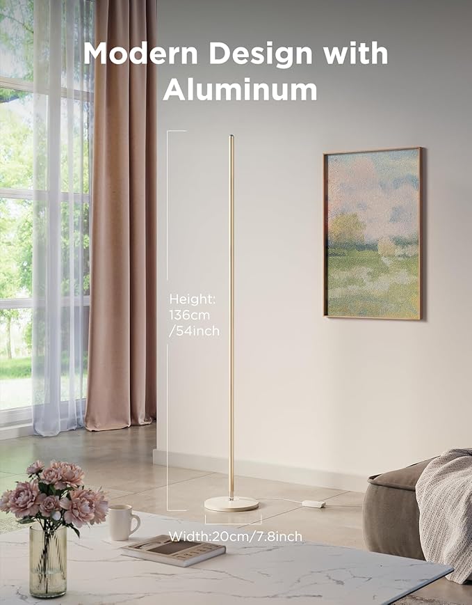Govee RGBIC Floor Lamp Basic, LED Corner Lamp Works with Alexa, 1000lm Modern Floor Lamp with Music Sync and 16 Million DIY Colors, Color Changing Standing Lamp for Bedroom Living Room