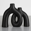 CEMABT Modern Nordic Boho Vase Set - Elegant Black Matte Ceramic Home Decor for Living Room, Bookshelf, Mantel, Entryway Table & Console Décor | Shelf Decorations Gift