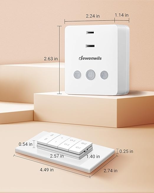 DEWENWILS Wireless Dimmer Plug for Indoor Home Lighting, Remote Control Dimmer Switch, 100FT Range, Plug-in Lamp Dimmer Switch for Dimmable LED/Tungsten Bulbs, ETL Listed,White