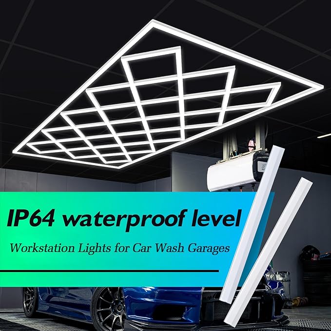 Large Hexagon Garage Lights 23 Hex Ultra-Bright Led Lights New Updated Diamond Commercial Lighting for Garage Car Detailing Barber Shop Gym Warehouses Basement.