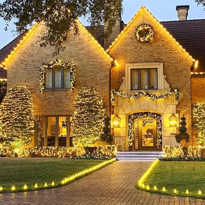 WESEN 300 LED Christmas String Lights Indoor Outdoor-2Pack, Solar String Lights 110FT with 8 Lighting Modes, Twinkle Fairy String Light for Bedroom Wedding Xmas Tree Party Garden Patio (Warm White)