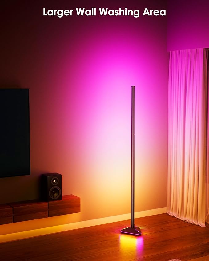 KFM 2PCS Corner Floor Lamp, LED Corner Lamp with App and Remote Control, Modern Floor Lamp with Music Sync and Illuminated Base, Color Changing Standing Lamp for Bedroom Living Room