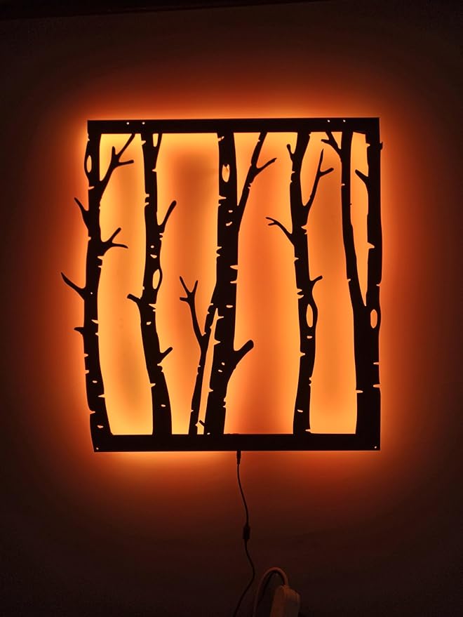 Led Tree Branch Lights For Wall, Tree Branches Metal Wall Art With Rgb Color Changing Led, Metal Wall Decor, Tree Branches Rgb Light Sign, Tree Neon Light Sign, Tree Wall Sign, 6 inches