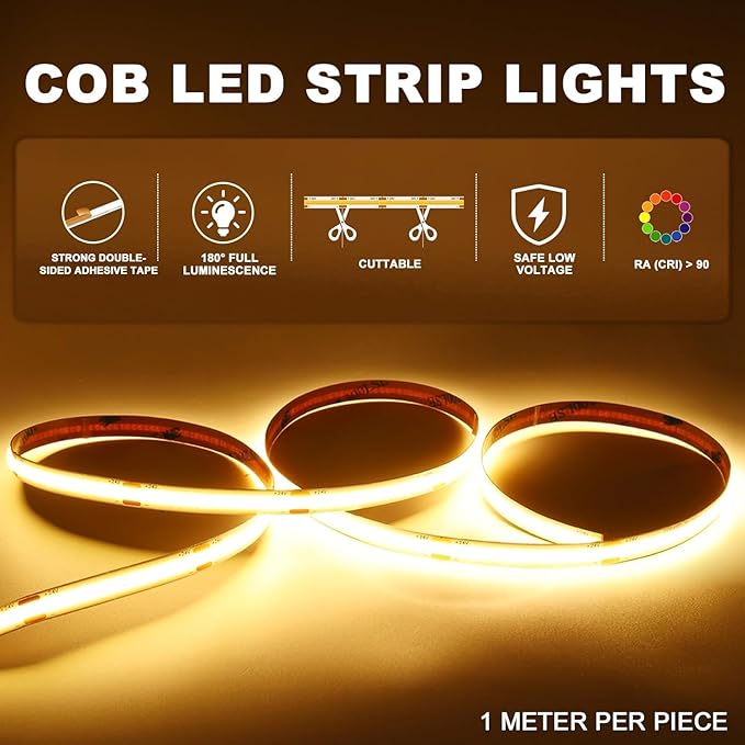 Motion Sensor LED Stair Light Kit, Multiple Working Mode Step Lights Including 3.28ft Cuttable COB LED Strips Indoor (20Stairs,3000K)