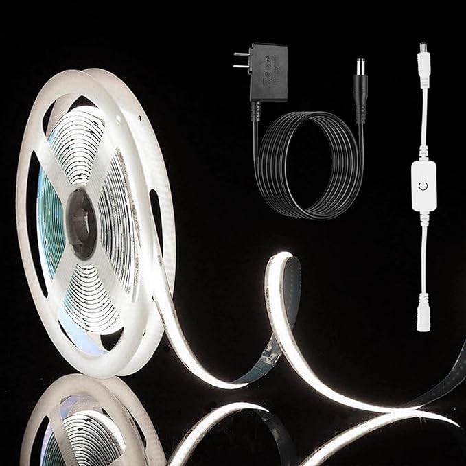 24V COB LED Strip, LED Strip for Bedroom, Touch Dimmable LED Strips, White LED Light Strip, COB Flexible Light for Bedroom Cabinet Vanity Mirror DIY Lighting