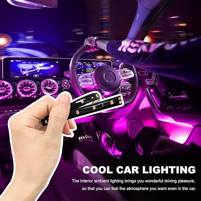 6 PCS 15 LED Strip Underbody Light, DC 12V 1Ft Flexible Underglow Car LED Light Strip with 6 Inch Wire, Waterproof LED Interior Exterior Decoration for Car Truck Motorcycle (Pink)