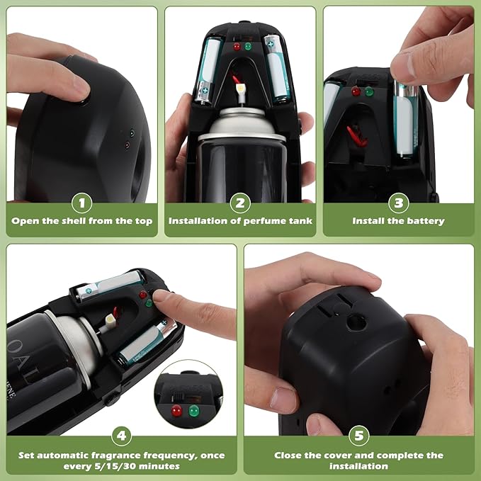 2PCS Automatic Air Freshener Spray Dispenser - Commercial and Home Use - Multiple Time Scent/Mist Release Settings for Room/Restroom Sprayer,Air Freshener not Included,Black