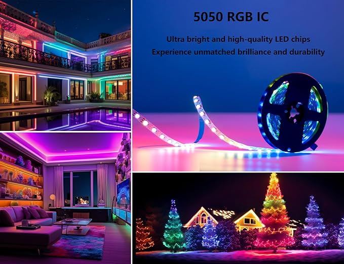 WS2812B LED Strip Individually Addressable 9.8FT 60Pixels/m Smart LED Lights RGB IC Pixel Strip,WS2812b Controller Bluetooth APP Remote Control Music Sync USB 5V for Home Decoration
