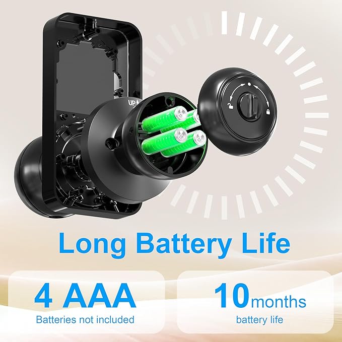 Smart Door Lock with Knob, LinkThai Keyless Entry Fingerprint Lock with Touchscreen Keypad, Electronic Knob Digital Lock for Front Door, Easy Installation
