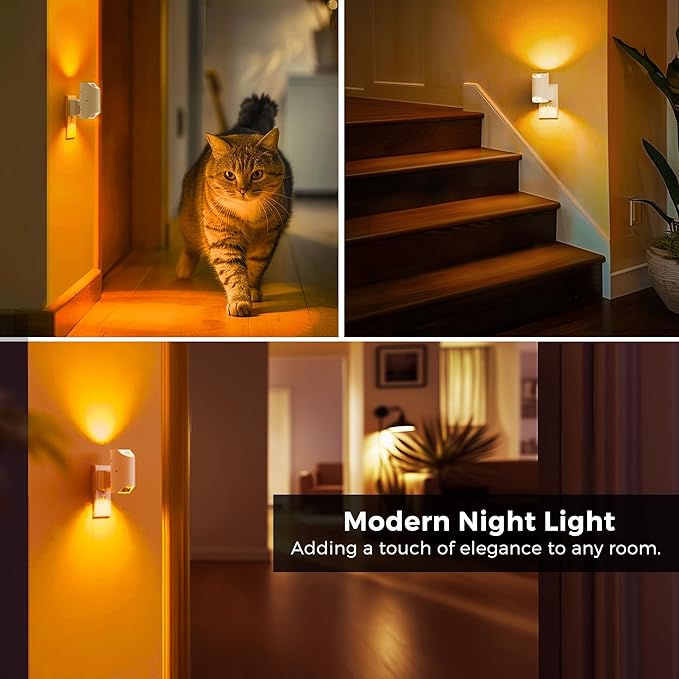 L LOHAS LED Night Lights Plug into Wall, Dimmable Night Light 0-100LM, Dusk to Dawn Sensor, Soft White 2000K, Plug in Nightlights for Hallway Bedroom Stairway, 2 Pack