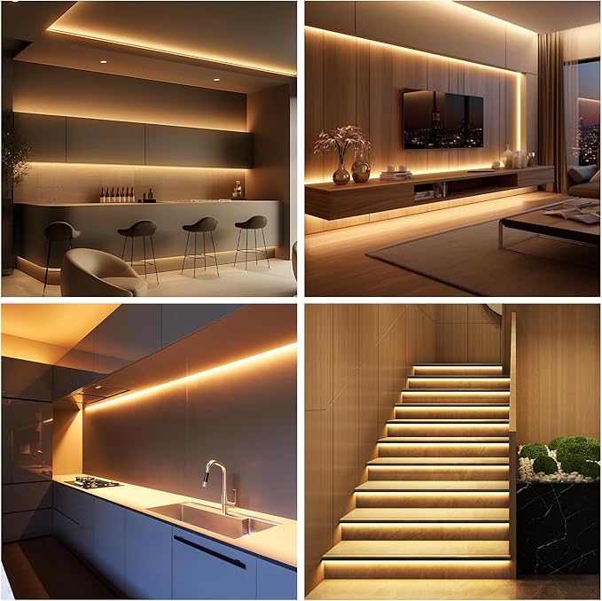 COB LED Strip Light, TV LED Backlight, 6.56ft USB Flexible, Cuttable, Dimmable with Tape Strip Lights Great for Cabinets, Closet, Bedroom, Kitchen, Shelves etc Warm White 2 Pack