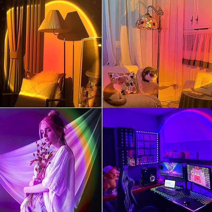 CORATED Sunset Lamp, 16 Colors Sunset Projection Lamp with Remote Control, Multiple Colors Projector Light Dimmable Sun Lamp for Photography, Selfie, Home and Bedroom Decor