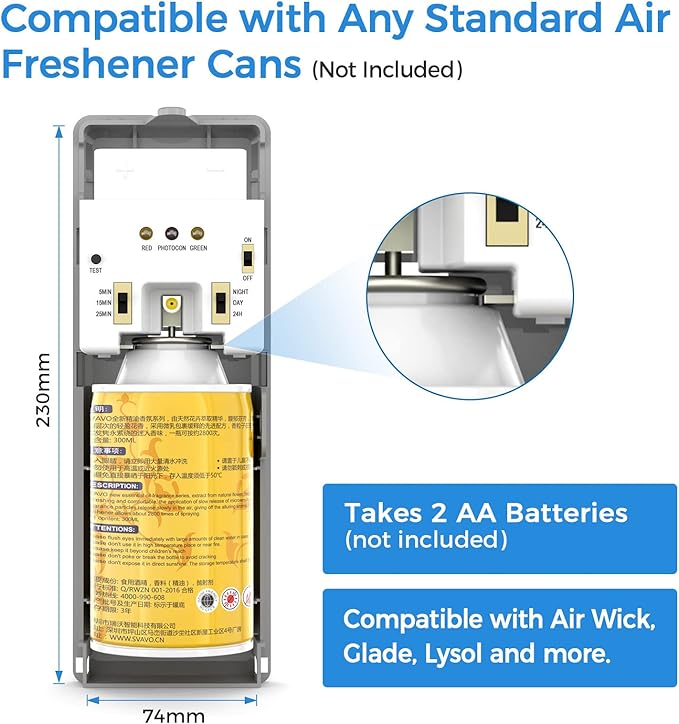 SVAVO Automatic Air Freshener Dispenser - Wall Mounted/Free Standing Auto Aerosol Spray Dispenser Programmable Fragrance Dispenser for Indoor-Bedroom, Hotel, Office, Commercial Place, White