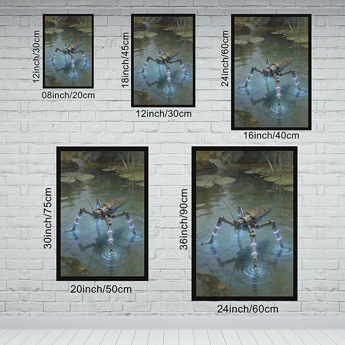 Framed Modern Sci Fi Wall Art for Living Room And Studio Futuristic Minimalist Decor 16x24in