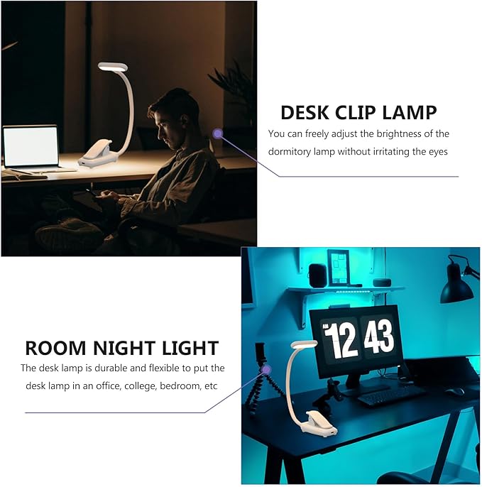Adjustable LED Touch Desk Lamp with Clamp Base Eye Protection Reading Light for Bedroom and Study Compact and Portable Bedside Lamp for Home Office Use