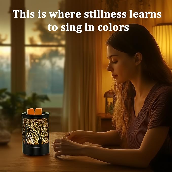 Fragrance Wax Melts Warmer with 7 Colors LED Changing Light Classic Black Forest Design Scent Oil Candle Warmer for Home Black Forest