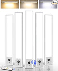 EZVALO 5-Pack Under Cabinet Lighting, 3300mAh Rechargeable Motion Sensor Light, 12inch Magnetic Closet Lights with Dimmable & 3 Color Temps, Wireless Motion Activated Lights with Remote for Kitchen