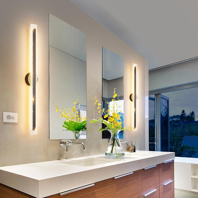 Modern Black Wall Sconces 39.4In Hardwired Light Fixtures 3000K Dimmable LED Sconce Lighting Indoor Wall Lamps for Living Room Bedroom Hallway Stairs