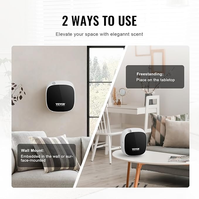 VEVOR Scent Air Machine for Home, 100ML Smart Essential Oil Diffuser with Cold Air Tech, Waterless Scent Air Diffuser with USB & Battery Powered, Cover Up to 1000 Sq.Ft for Living Room, Bath Room, Spa
