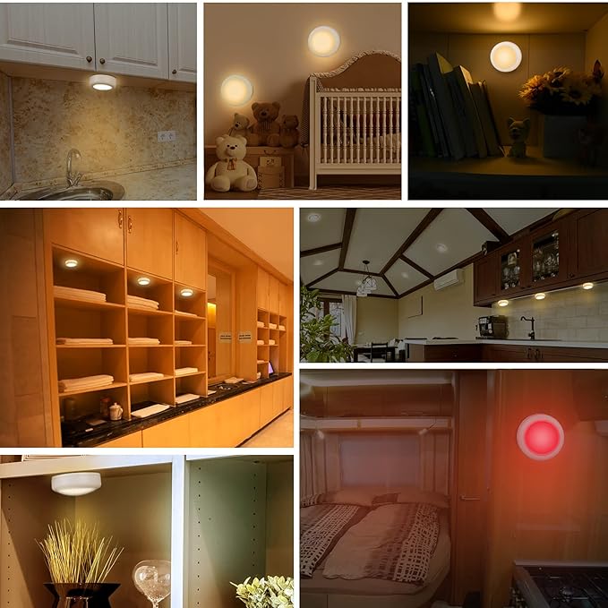 Cadrim Puck Lights, 13 Colors Changeable LED Puck Lightings, Battery Powered Dimmable Under Cabinet Lights, Battery Operated Lights with 1 Remote Controls for Kitchen(3 Pack)
