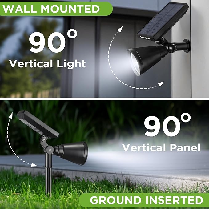 InnoGear Solar Lights Outdoor Waterproof Solar Garden Light for Outside Yard Landscape Lighting Pathway Spot Lights Spotlight Wall Light Auto On/Off, Pack of 2 (Cool White)