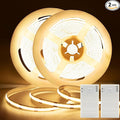 DBFAIRY 2 Pack COB Motion Sensor Strip Light Battery Operated, 6.6Ft 640 LED Cabinet Strip Lights High Bright with Sensor Lighting Mode for Wardrobe Stair Pantry Counter Cabinet Bed,2700K Warm White