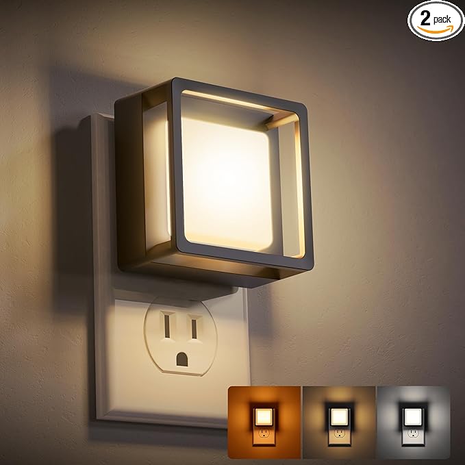 DORESshop LED Night Light, Night Lights Plug Into Wall [2 Pack] with Dusk-to-Dawn Sensor, Dimmable Nightlights, Adjustable Brightness for Bathroom, Hallway, Bedroom,Kids Room,Stairway,3CCT