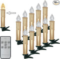 Short Candlesticks LED Taper Candle,4inches Remote Candle Sticks Gold Battery Operated Chandelier Flameless Candles with Clip Flickering Warm White Lights for Wedding Party Baroque Chandelier