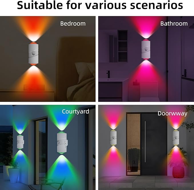 Rechargeable RGB Motion Sensor Night Light, Color Changing LED Night Light with Stick-on Magnet, 4-Level Adjustable Brightness, Nightlights for Bedroom, Bathroom, Hallway, Stairs, Closet, 2-Pack (2)