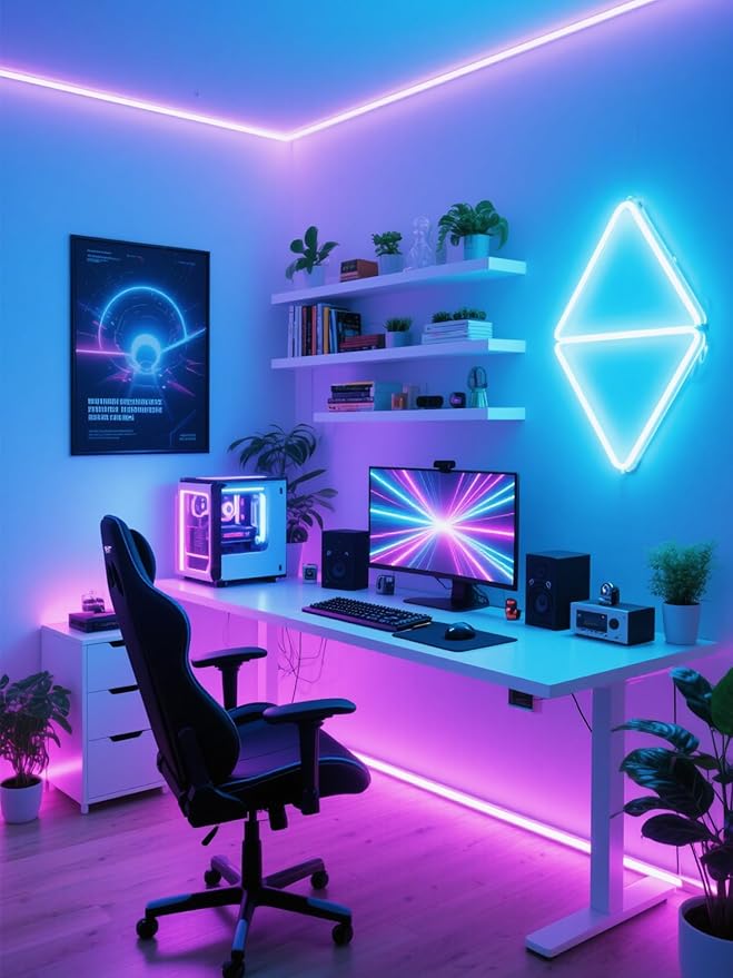 LED Strip Lights, 11.8FT (4x1.0FT Pre-Cut) RGB 5050 Color Changing Small LED Light Strip with Remote & APP Multi-colorfor Strip Lights for TV Backlight Bed Cabinet Shelf Display 48 LEDs