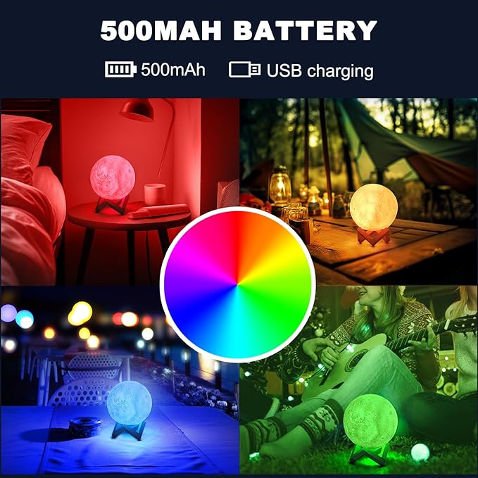 Moon Lamp Upgrade 16 Colors, Moon Light Gifts for Girls Boys Kids Women Birthday, Teen Gifts Trendy Stuff, Cool Astronomy Gifts, Shelf Decor, Remote & Touch Control Moon Night Light, Diameter 4.8 inch