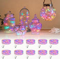 Lemical 10 Pack Fairy Lights Battery Operated 9.8FT 30 LED Twinkle Lights 3 Modes Waterproof Bulk Mini Copper Wire Firefly String Light for Christmas Mason Jars DIY Wedding Table Decor(Multicolor)